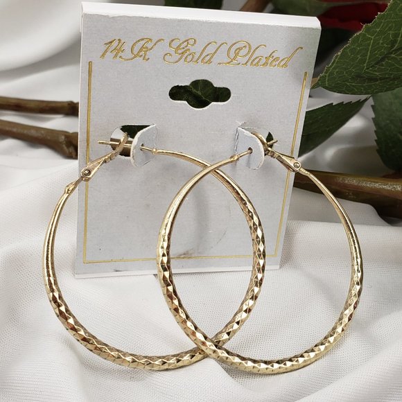 14K Gold Plated Hoop Earrings NWT